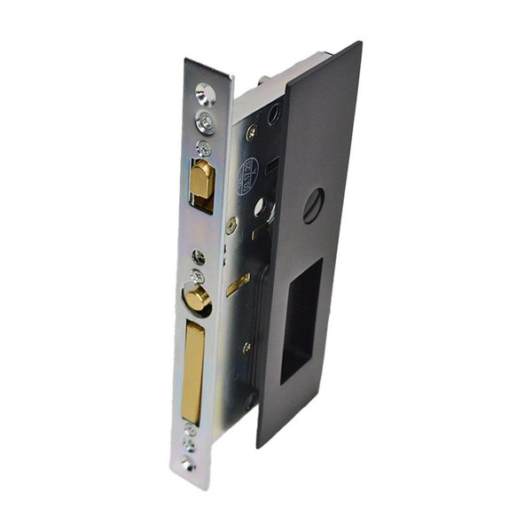 Emtek Narrow Modern Rectangular Privacy Pocket Door Mortise Lock for 1-3/8 in Door Flat Black Finish 2155US19138